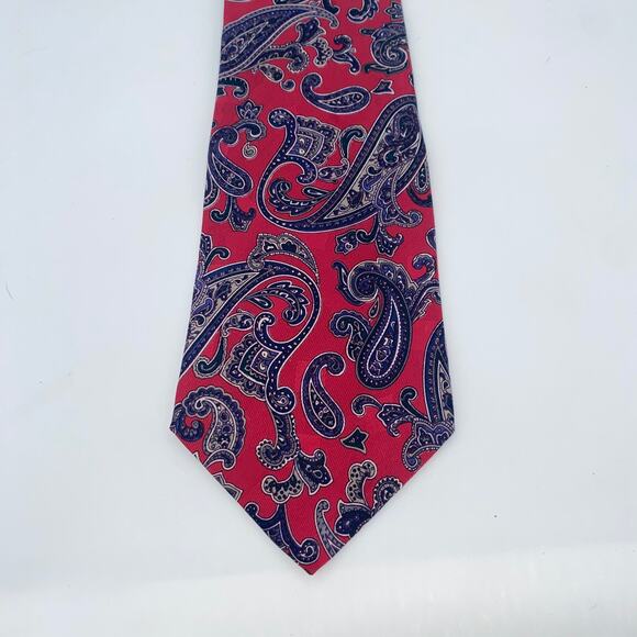 Don Loper Vintage Red Blue Paisley Clip-On Neck Tie Men's 19.5" - Picture 2 of 4